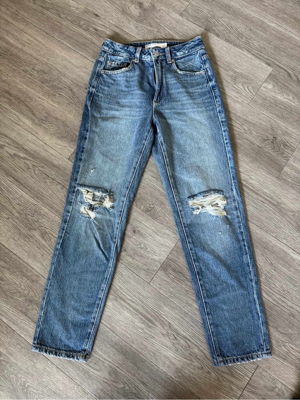 Garage Women's Light Blue Straight Leg Ripped Jeans